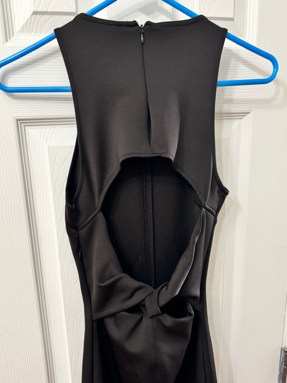 Zara Solid Black Twist Open Back Scuba Front Slit Maxi Dress Women’s Size Small - Picture 6 of 9
